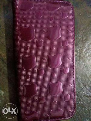 Purple Leather Long Wallet