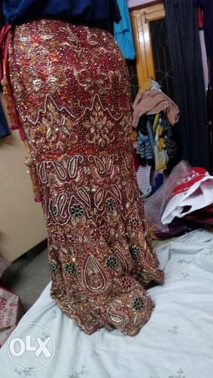 RED lehnga chunri blouse soft net and blouse size 32 price