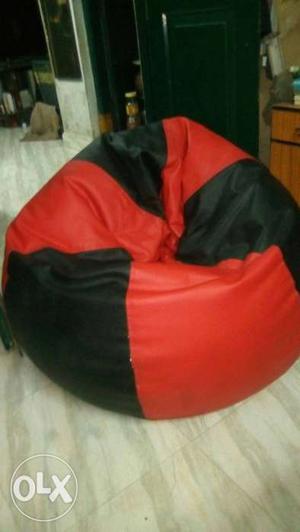 Red And Black Leather Beanbag