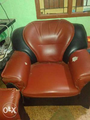 Red And Black Leather Wing Chair