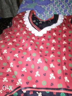 Red, Green, And White Floral Crew Neck Shirt