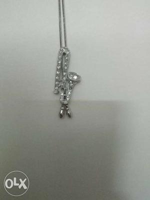 Rhinestones Trumpet Pendant Silver Necklace