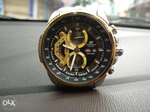 Round Casio Edifice Gold Framed Chronograph Watch