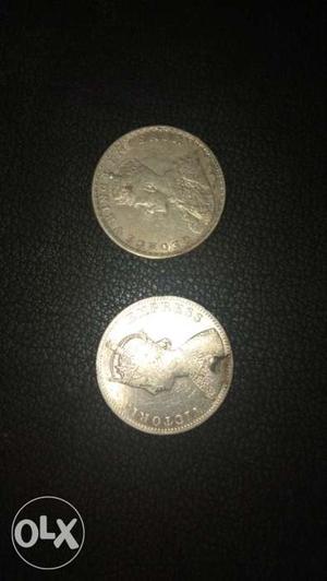 Set of two pure silver coins of year  nd 