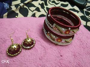 Silk thread bangles with a pair of earrings