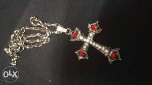 Silver steel Cross Pendant Necklace