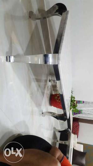 Stainless Steel Frame Wooden Top Table