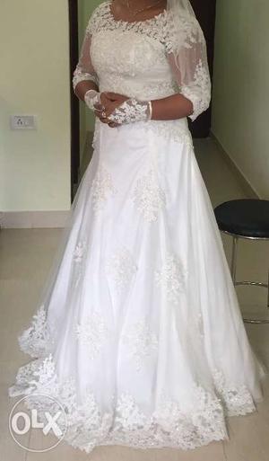 Wedding Gown, off white net with beads and stone