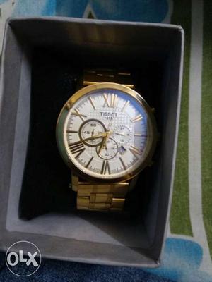 White And Gold Tissot Chronograph Watch In Box