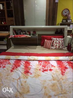 White And Red Floral Bedspread