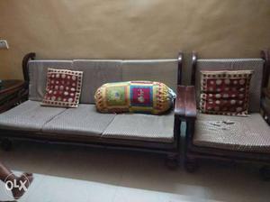 Wooden sofa set with 2 chairs