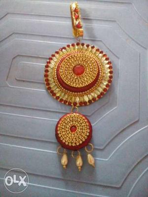 Yellow And Red Round Pendant