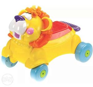 Yellow, Red, And Purple Lion Ride On Toy