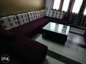 2 month old 11 seater sofaset including launger, puffy &