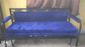 Blue Velvet Steel Couch