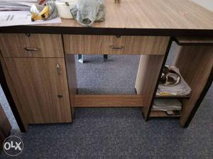 Brown Wooden Knee-hole Desk