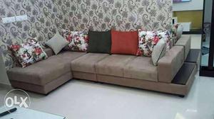 Gray Velvet Sectional Sofa