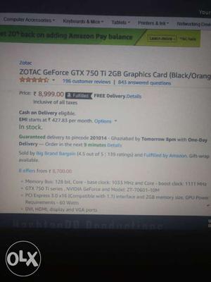 New like ZOTAC GeForce GTX 750ti for extreme