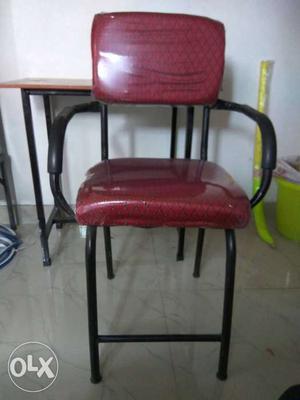 Red And Black Fabric Padded Armchair