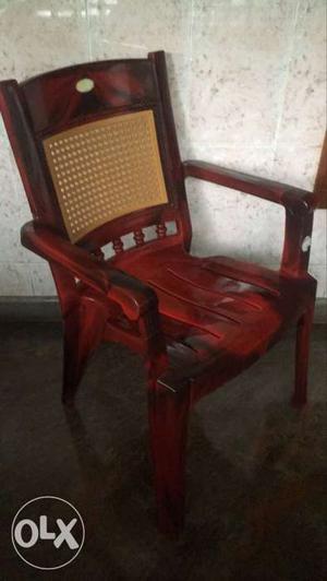 Red And Brown Wooden Armchair