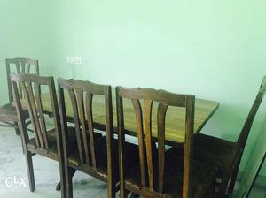 Sangwan wood table with 5 chairs dining set. 5