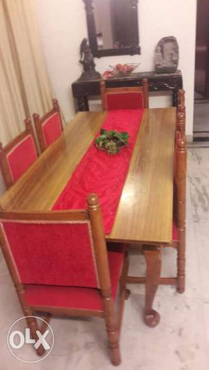 Six seater teak wood dining table