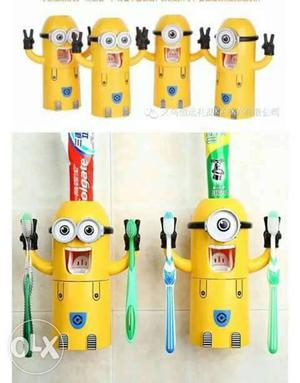 Tooth brush holder & toothpaste dispenser
