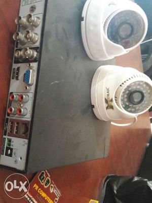 Two White Dome CCTV Camera