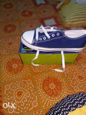 Blue And White Low Top Sneaker On Box