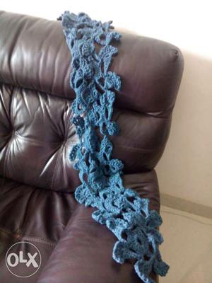 Blue colour hand made Acrylic scarf, 4' x 0.7'