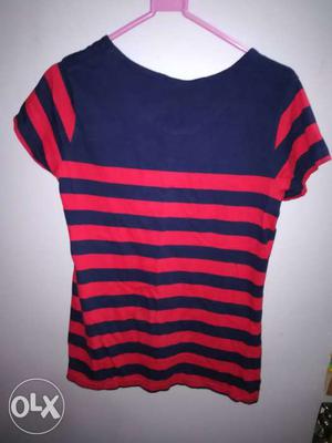 Blue red strap tshirt for women Size-L New