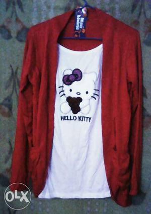 Brand New Red n White Hello Kitty Full Sleeve Top
