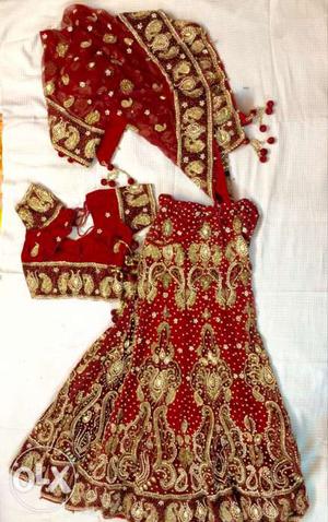 Bridal Lhenga, wine red colour, 42 inch length