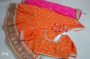 Lehanga choli with pink chunni