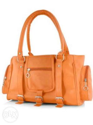 Orange Leather Shoulder Bag