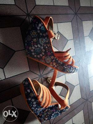 Orange colour High Heels sandals of Catwalk