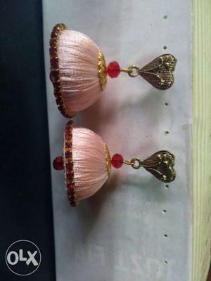 Pair Of Pink And Silver Earrings