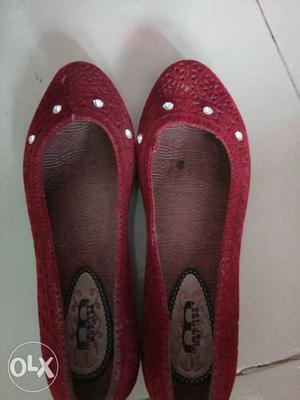 Pair Of Red Flats Shoe