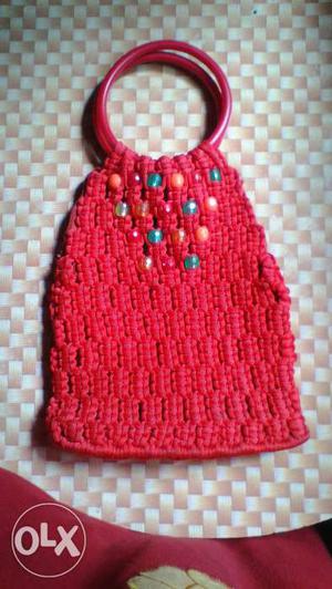 Red Crochet Handbag