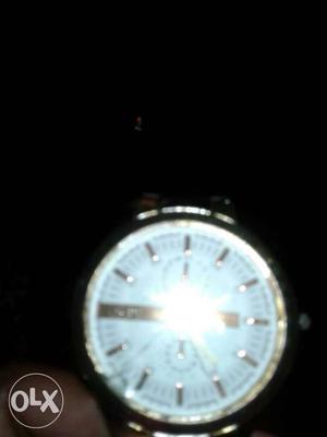 Round Gray And White Chronograph Watch
