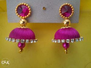 Silk thread earrings at low cost.all colours..