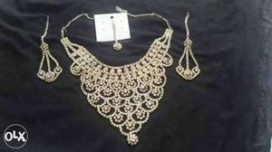Silver Floral Bib Necklace With Drop Earrings