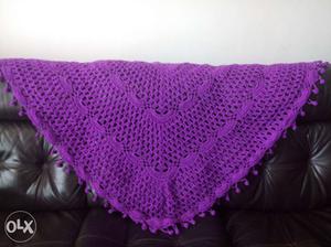 Violet colour hand made triangular shawl,