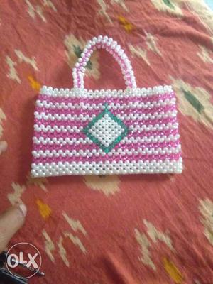 White And Pink Shoulder Bag