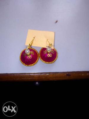 Women's Gold And Pink Earings