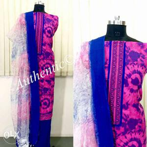 Women's Pink,blue,and Purple Sari Dress