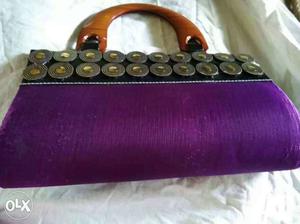 Women's Purple Silk Handbag