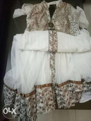 Women's White And Brown Dress