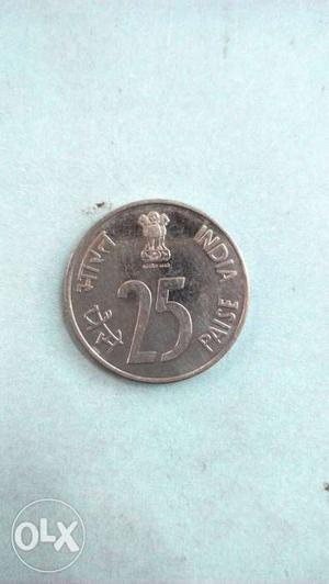 25 paise rhino coin  mint condition