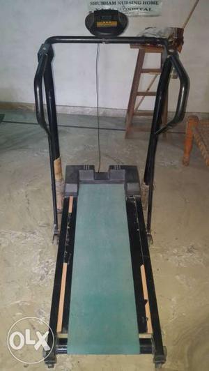 Black And Green Manual Treadmill